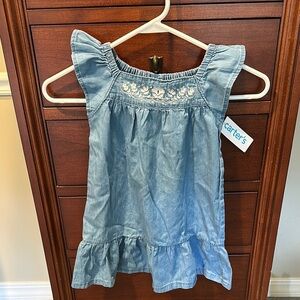 Carter's Light Blue Ruffled Dress with Floral Detail NWT 4t